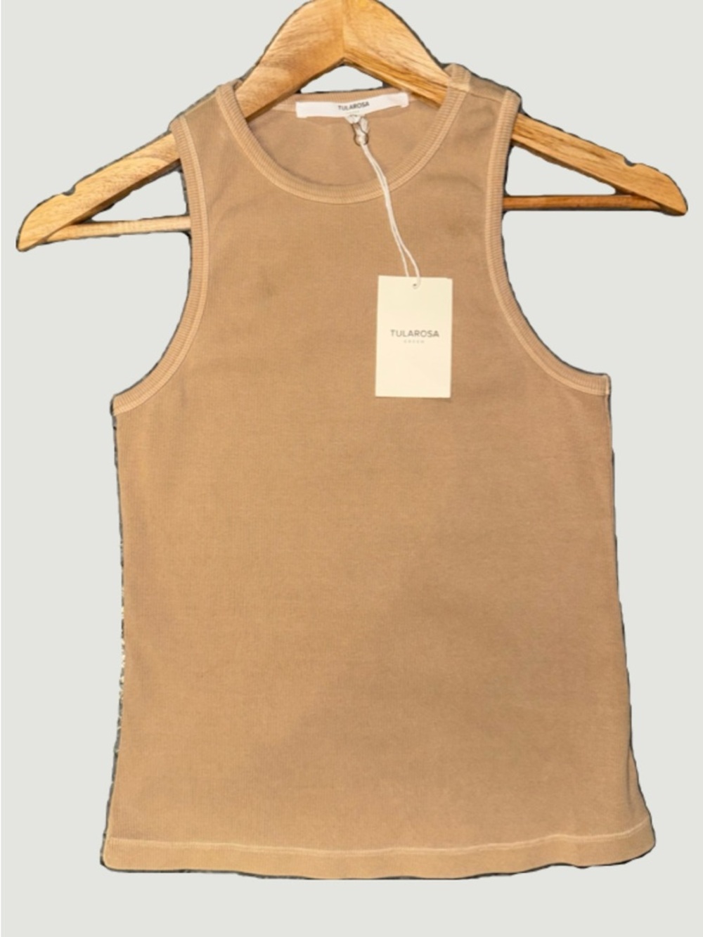 Tularosa Crewneck Ribbed Tank Top in Tan